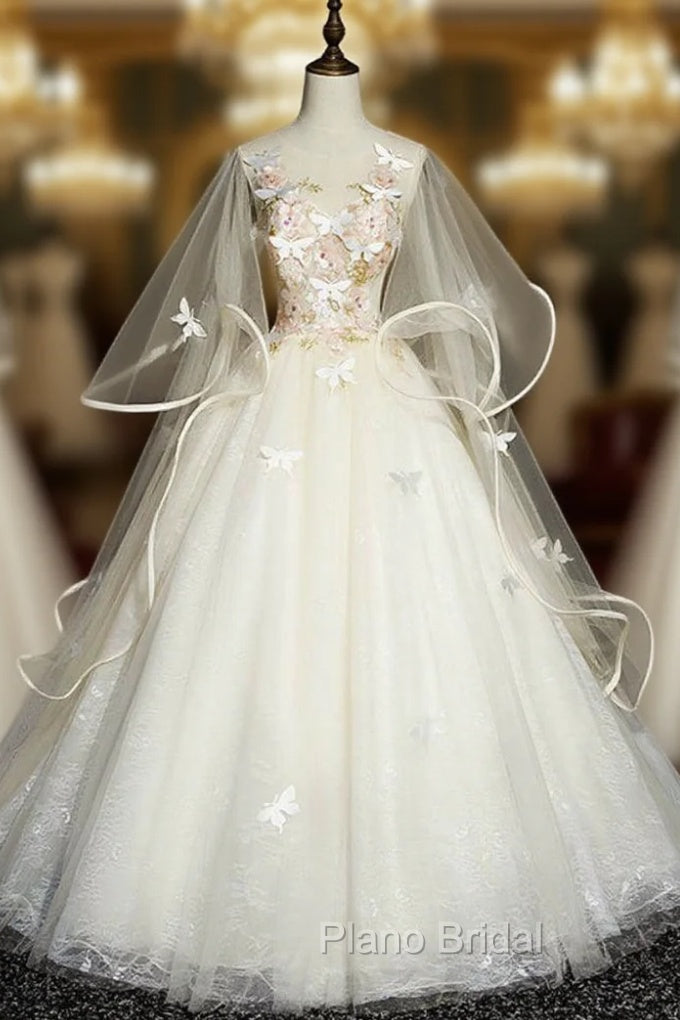 For You Next Formal Prom Dance Light Champagne Ball Gown Tulle Butterfly Quinceanera Dresses Main image