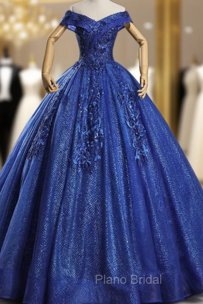 For You Royal Blue Ball Gown Sequins Beading Appliques Quinceanera Dresses