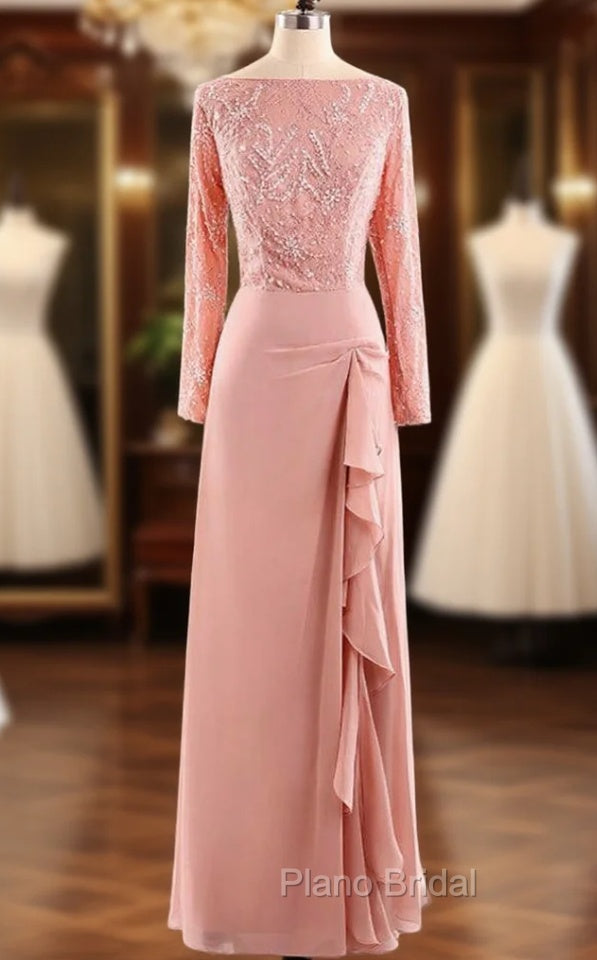 Full Sleeves Zipper Back Beading Mother of the Bride Dresses