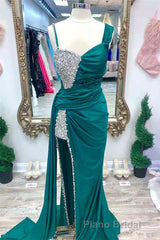 Chic Fuchsia Beaded Long Porm Dresses