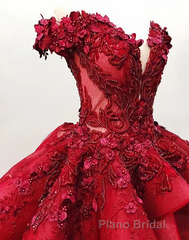 Ball Gown Off the Shoulder Formal Prom Dresses with Beading, Puffy Long Quinceanera Dresses