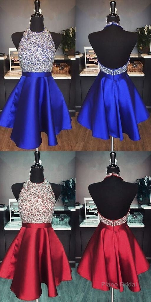 Halter Neck Homecoming Dress, Short Beaded Graduation Dresses, Dance Dress, Sweet 16 Dress Main image