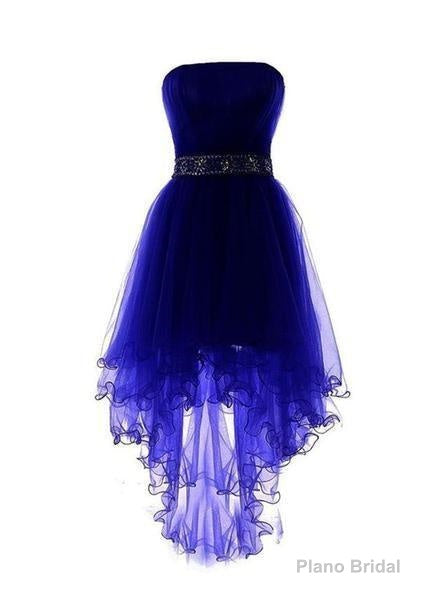 Royal Blue Tulle High Low Scoop Homecoming Dresses, Blue Party Dress Secondary image