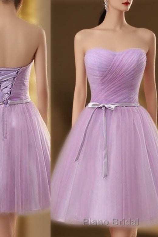 Lavender Homecoming Dresses, Sweetheart Short Formal Prom Party Dresses, Ruched With Sash Bridesmaid Dresses Main image