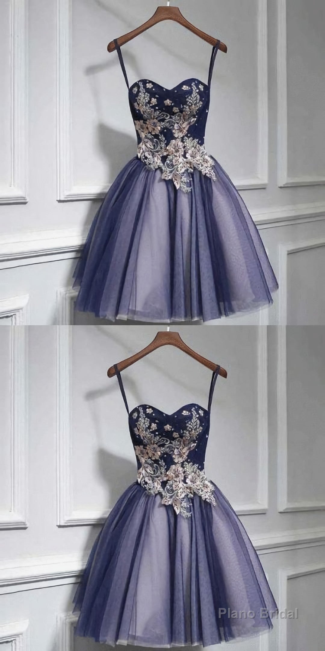 Cute tulle lace sweetheart neck short Prom Dresses Main image