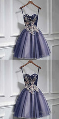 Cute tulle lace sweetheart neck short Prom Dresses