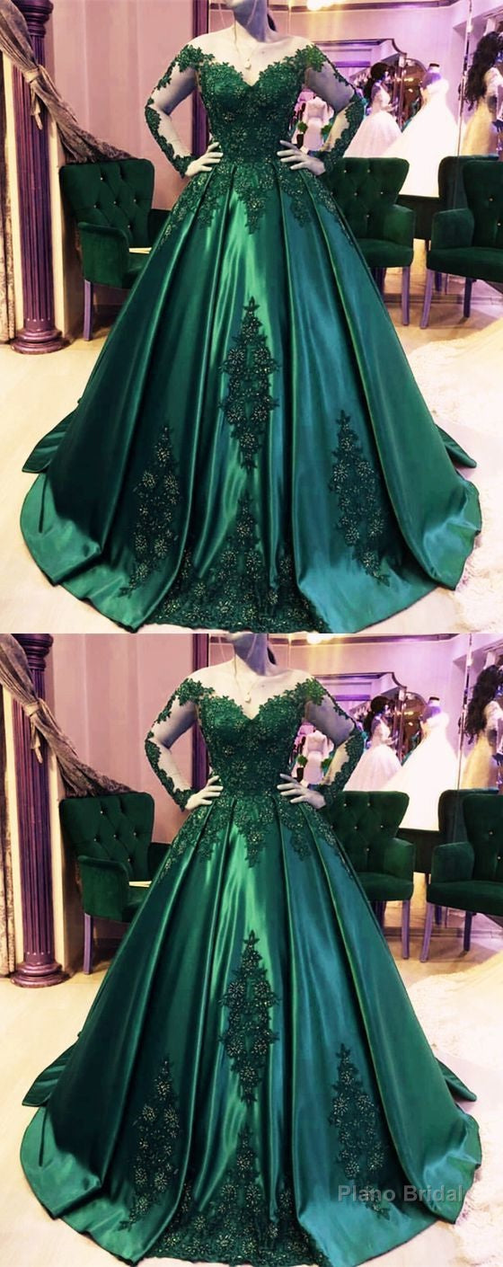 Dark Green Ball Gown Emerald Green Prom Dress, Ball Gown Wedding Dress Main image