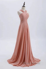 Glam Blush Pink Formal Prom & Wedding Dresses-Sweet 16 Chiffon Evening Gown For Graduation & Quinceanera