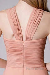 Glam Blush Pink Formal Prom & Wedding Dresses-Sweet 16 Chiffon Evening Gown For Graduation & Quinceanera