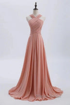 Glam Blush Pink Formal Prom & Wedding Dresses-Sweet 16 Chiffon Evening Gown For Graduation & Quinceanera