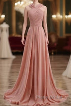 Glam Blush Pink Formal Prom & Wedding Dresses-Sweet 16 Chiffon Evening Gown For Graduation & Quinceanera