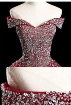 Glam Sequins Off the Shoulder Ball Gown Sweetheart Gowns, Quinceanera Dresses
