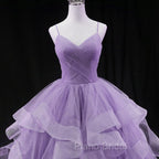 Glam Tulle Light Purple Long Formal Dresses Ball Gown Sweet 16 Dresses Formal Prom Dresses shops