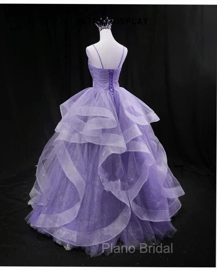 Glam Tulle Light Purple Long Formal Dresses Ball Gown Sweet 16 Dresses Formal Prom Dresses shops