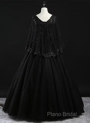 Glam Tulle With Lace Applique Ball Gown Sweet 16 Dresses, Beaded Formal Prom Dresses Formal Dresses
