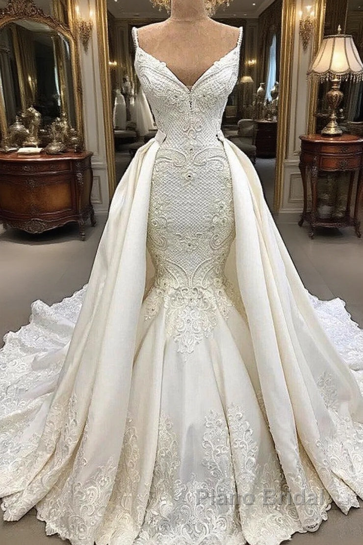 Glamorous Mermaid Sleeveless Lace Wedding Dress Overskit Main image