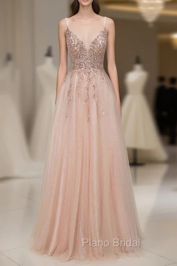 Glamorous Sequins V-Neck Long Evening Formal Prom Dresses Floor Length Main image