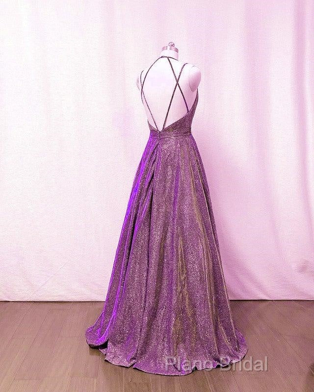 Glitter Ball Gown Formal Prom Dresses Cross Back