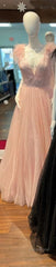 Glitter Feathers V-Neck Empire Waist A-Line Formal Prom Gown,Evening Party Dresses