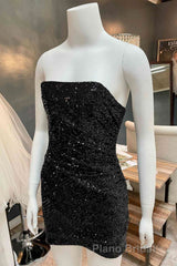 Glitter Orange Strapless Sequined Mini Homecoming Dresses