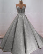 Glitter Tulle Ball Gown Strapless Dresses