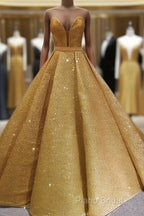 Glitter Tulle Ball Gown Strapless Dresses