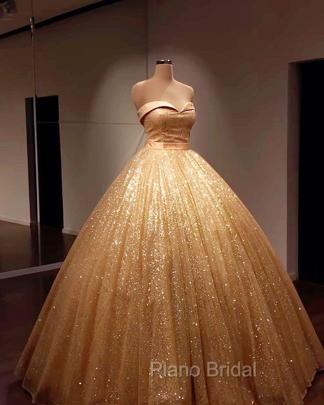 Glitter Tulle Formal Prom Dresses Sweetheart Ball Gown