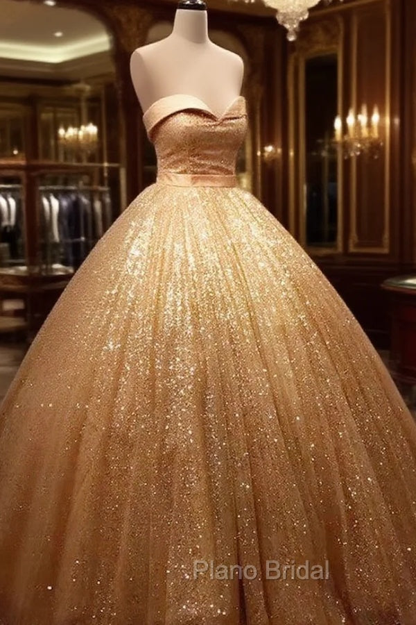 Glitter Tulle Formal Prom Dresses Sweetheart Ball Gown Main image
