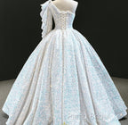 Glitter White Sequin Wedding Dresses One Shoulder Ball Gown Quinceanera Dresses