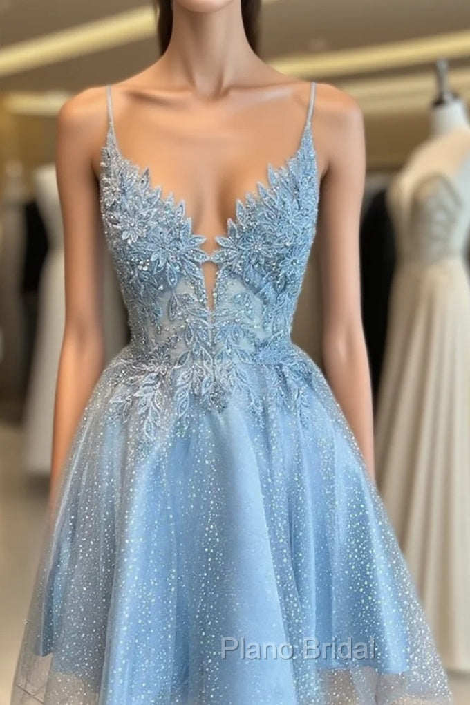 Glittering Beaded Short A-line Tulle Homecoming Dresses with Appliqued