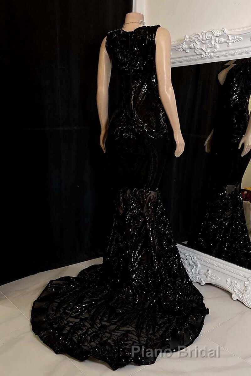 Glittery Long Red Mermaid Sleeveless Formal Prom Dresses Sequin Secondary image