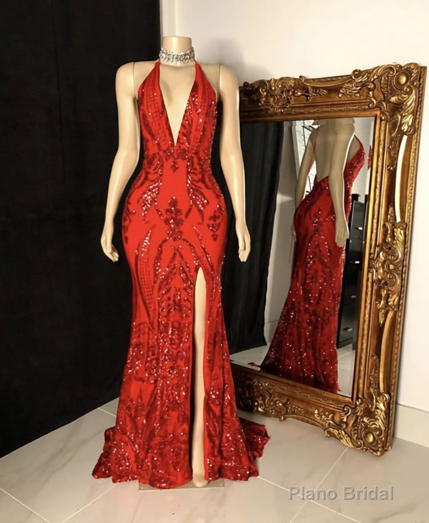 Glittery Mermaid Red Prom Gown,Floor length Gala Evening Dresses Main image
