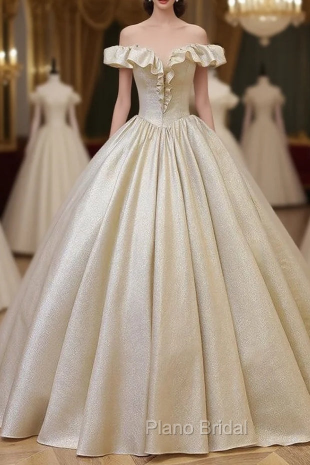 Gold Ball Gown Off the Shoulder Quinceanera Dresses