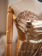 Golden Mermaid Sequins Long Formal Prom Dresses Evening Dresses