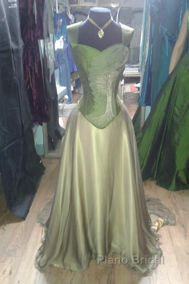 Gorgeous A Line Straps Floor Length Satin Retro Evening Dresses Formal Prom Dresses Secondary image