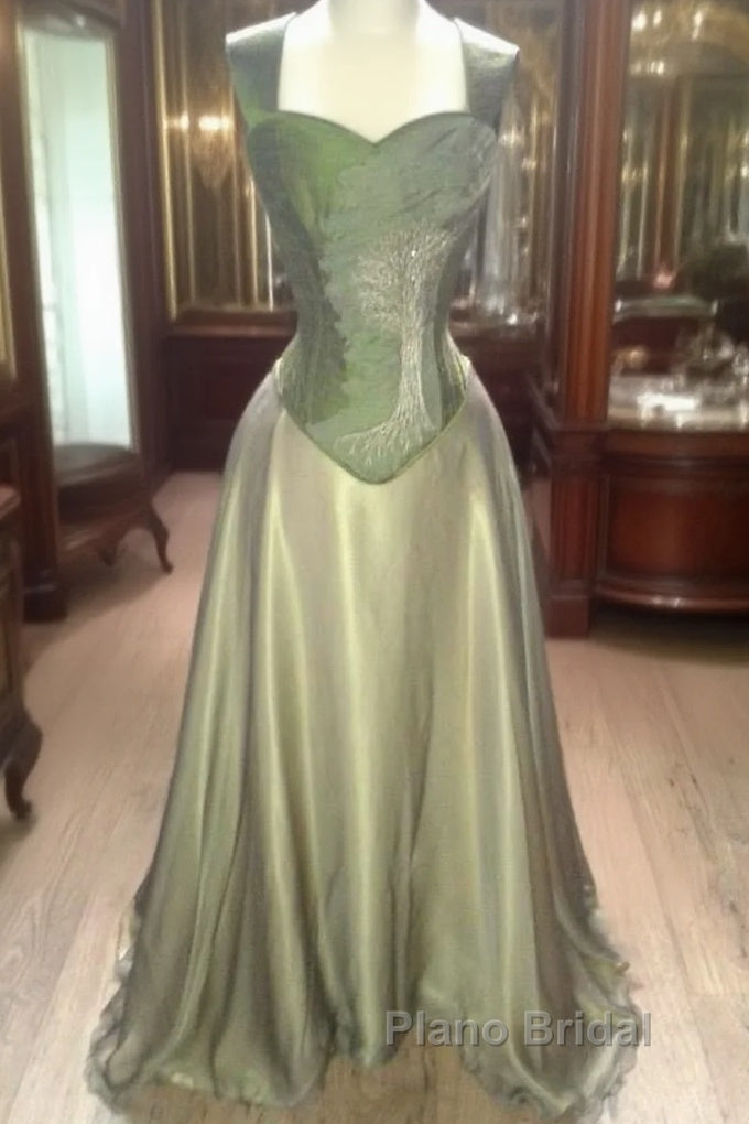 Gorgeous A Line Straps Floor Length Satin Retro Evening Dresses Formal Prom Dresses Main image