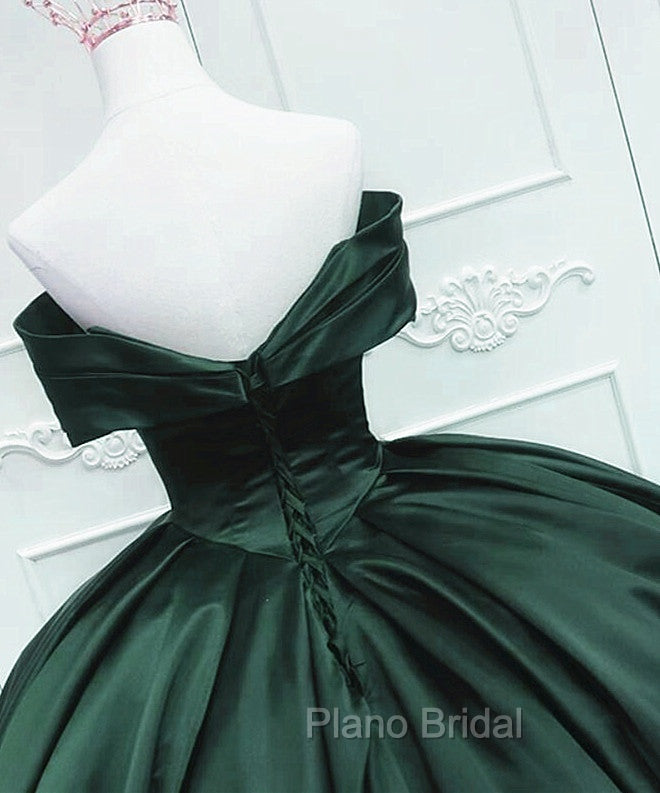 Gorgeous Ball Gown Green Satin Quinceanera Dresses, Green Sweetheart Formal Dresses