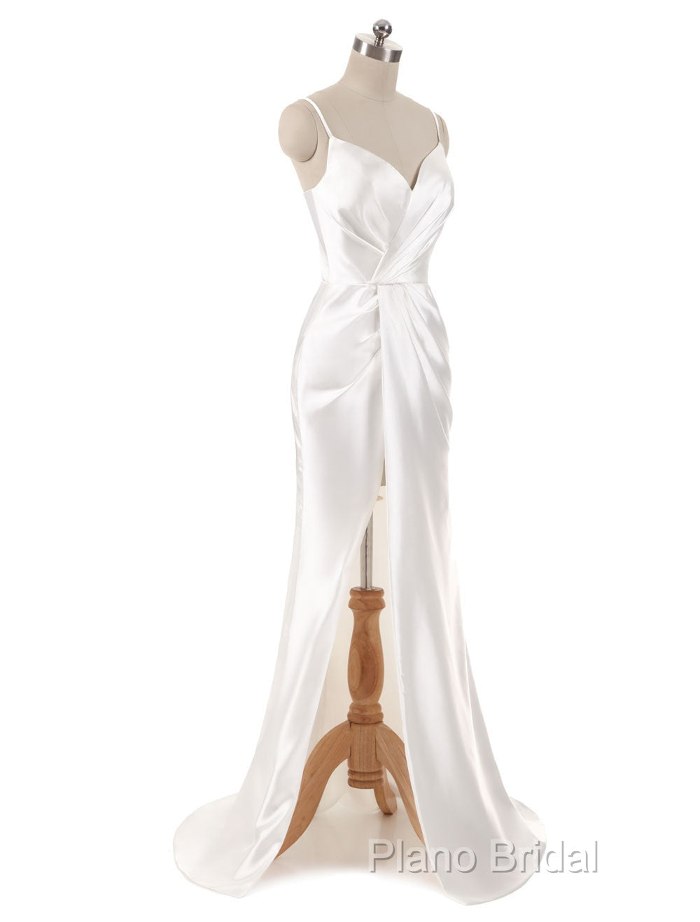 Gorgeous Beach Wedding Dresses Mermaid Sleeveless Formal Dresses V Neck Straps Split Ivory Bridal Gown With Court Train Secondary image