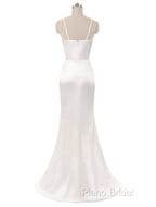 Gorgeous Beach Wedding Dresses Mermaid Sleeveless Formal Dresses V Neck Straps Split Ivory Bridal Gown With Court Train