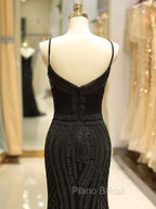 Gorgeous Black Evening Dresses Mermaid Luxury Heavy Beaded Straps Long Formal Evening Dresses