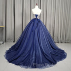 Gorgeous Blue Ball Gown Sweet 16 Party Dresses, Blue Handmade Formal Gown