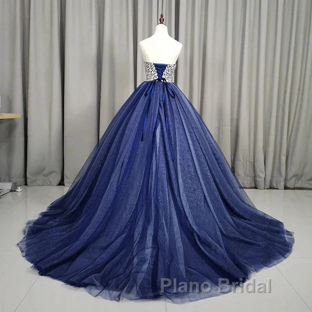Gorgeous Blue Ball Gown Sweet 16 Party Dresses Handmade Formal Gown Off Shoulder Formal Prom Dresses Secondary image