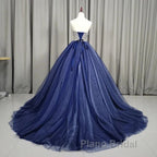 Gorgeous Blue Ball Gown Sweet 16 Party Dresses Handmade Formal Gown Off Shoulder Formal Prom Dresses