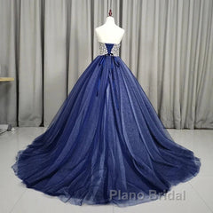Gorgeous Blue Ball Gown Sweet 16 Party Dresses Handmade Formal Gown Off Shoulder Formal Prom Dresses