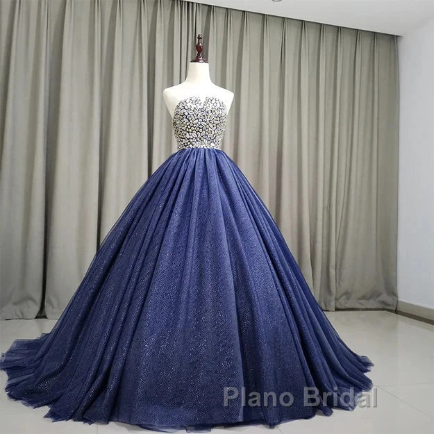 Gorgeous Blue Ball Gown Sweet 16 Party Dresses Handmade Formal Gown Off Shoulder Formal Prom Dresses