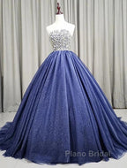 Gorgeous Blue Ball Gown Sweet 16 Party Dresses Handmade Formal Gown Off Shoulder Formal Prom Dresses