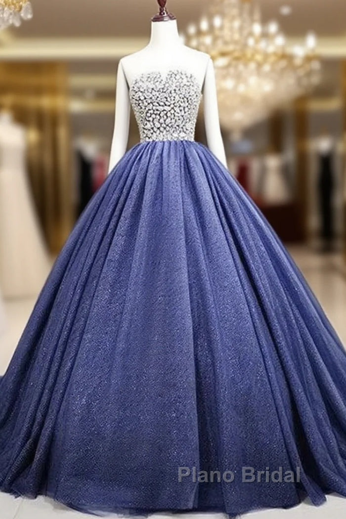 Gorgeous Blue Ball Gown Sweet 16 Party Dresses Handmade Formal Gown Off Shoulder Formal Prom Dresses Main image
