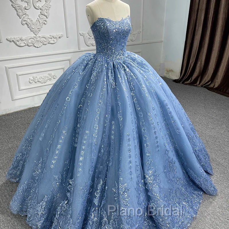 Gorgeous Blue Sleeveless Strapless Ball Gown Quinceanera Dresses Secondary image