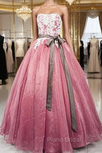 Gorgeous Dark Pink Organza with Lace Formal Gown, Quinceanera Dresses