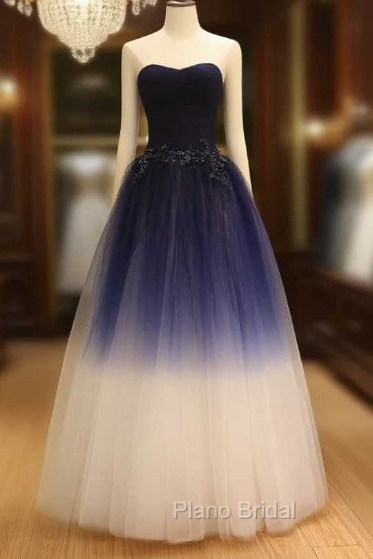 Gorgeous Gradient Tulle Ball Gown Evening Dresses, Tulle Party Dresses with Applique Secondary image